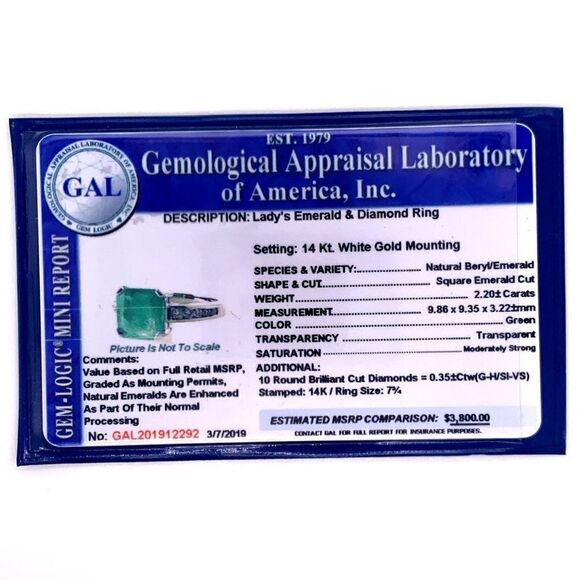 Diamond Emerald Ring 14k Gold 2.55 TCW Women Certified $3,800 912292 - Picture 8 of 8